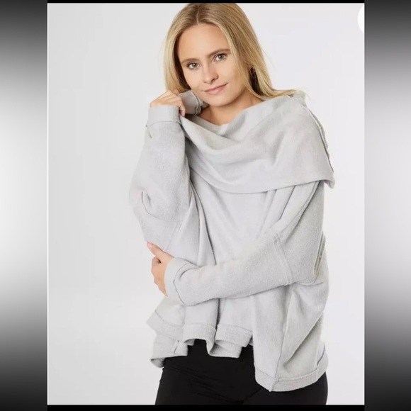 Free People Huntington Fleece Pullover in Heather Grey oversized Small - Picture 4 of 12